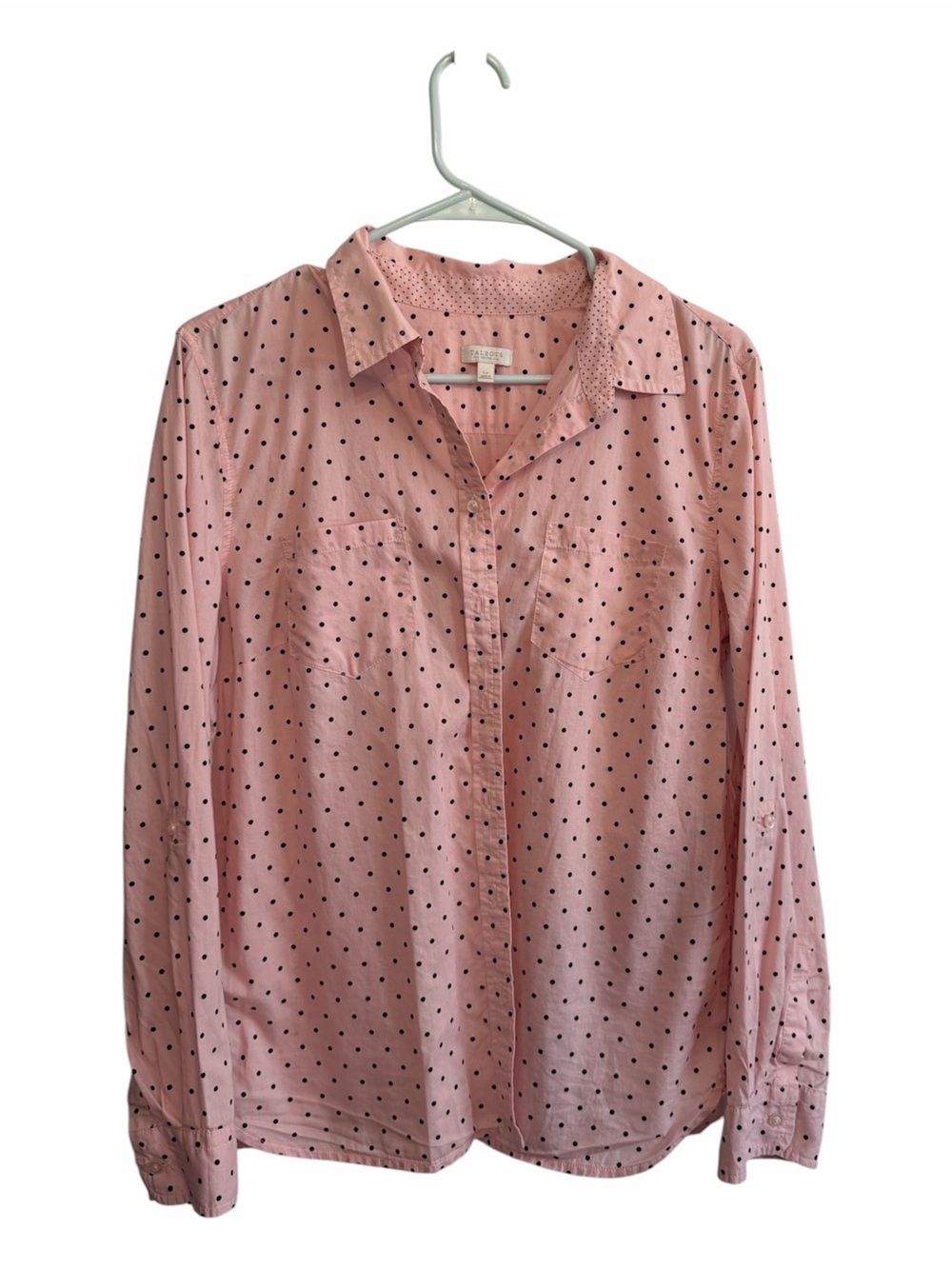 Talbots Petite Polka Dot Button-Up Shirt - Pink